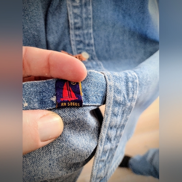 Vintage 90's Norsport Denim Shirt For Men Size Large Tall, Excellent Condition! - Picture 11 of 12